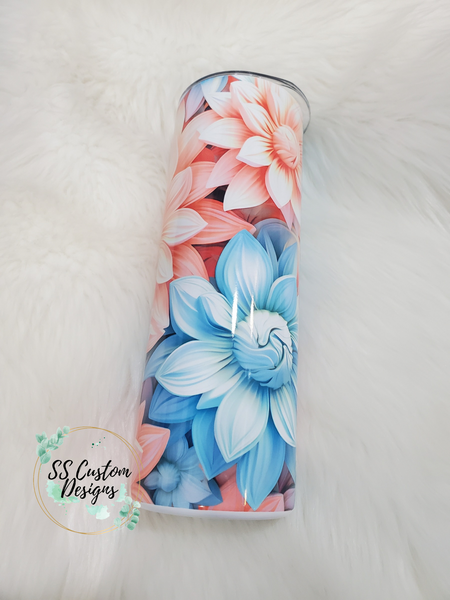 3D Floral Tumbler - 20oz Skinny Tumbler