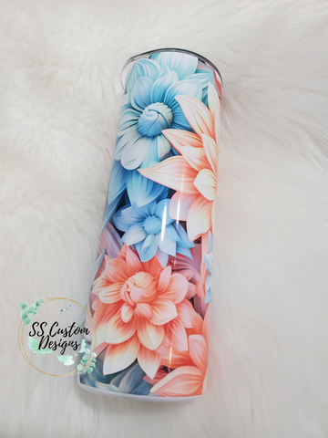 3D Floral Tumbler - 20oz Skinny Tumbler