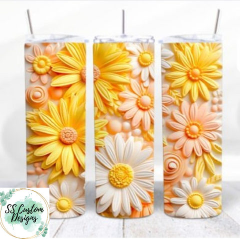 3D Floral Tumbler - 20oz Skinny Tumbler