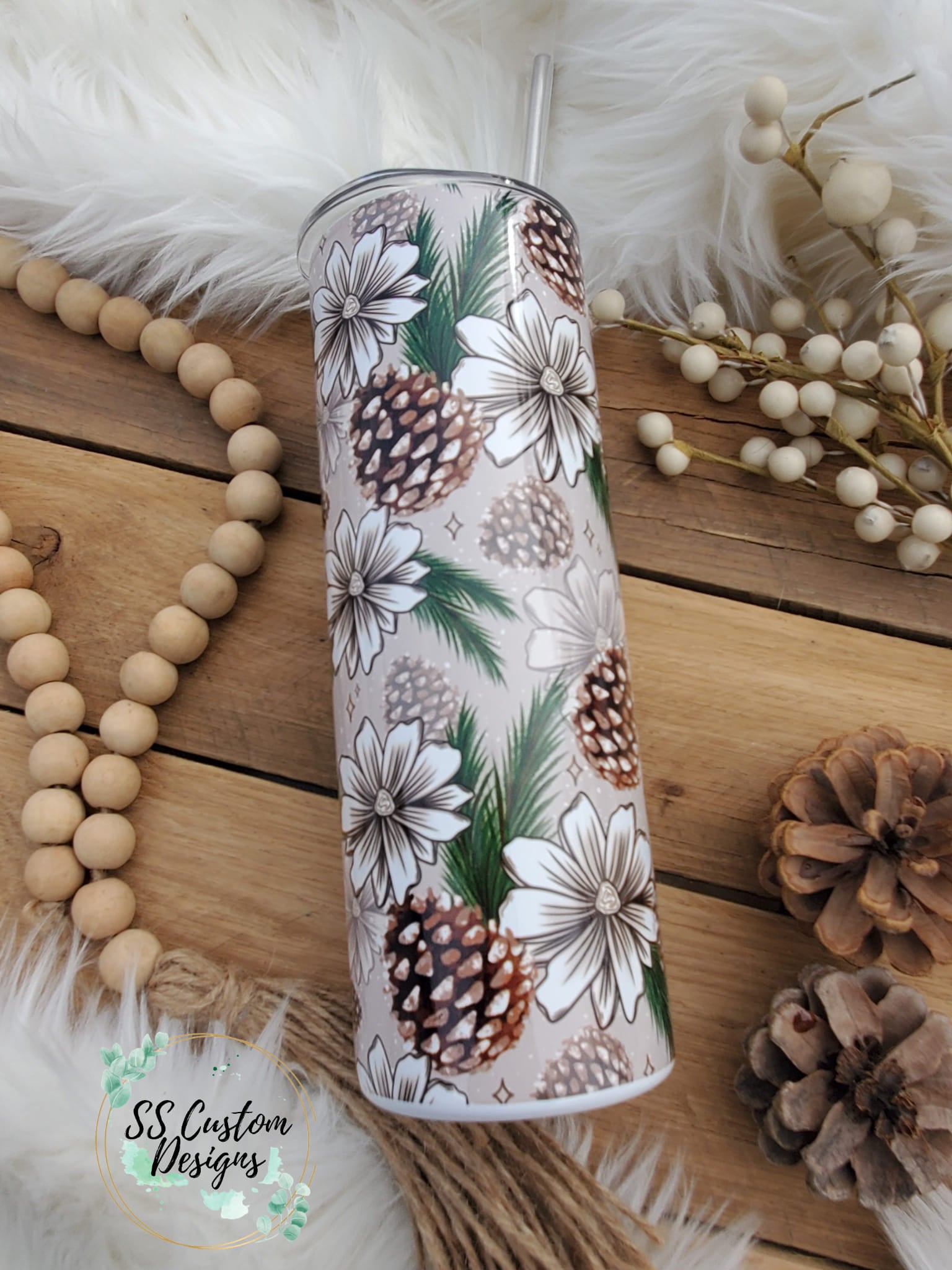 Winter Pinecone Tumbler - 20oz Skinny