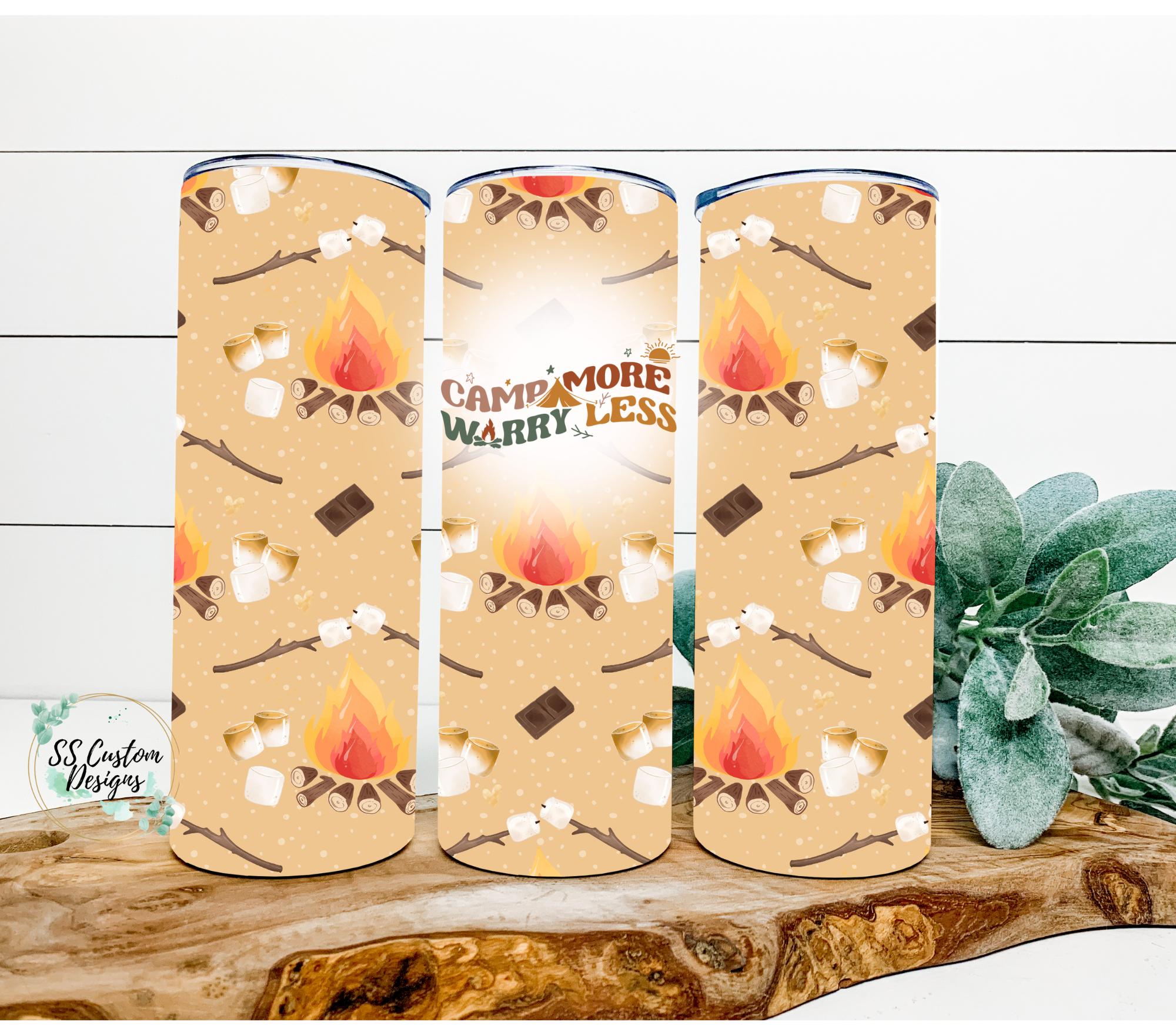 Camp More Worry Less Tumbler - 20oz Skinny