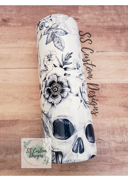 Floral Skull Tumbler - 20oz Skinny