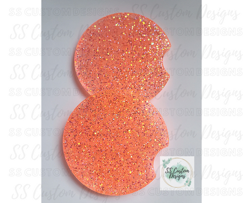 Coral Glitter Car Coaster Set