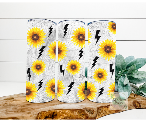 Sunflower lightning bolt Tumbler - 20oz Skinny