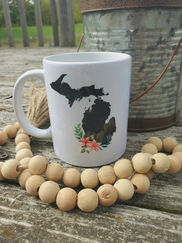 Michigan Floral Ceramic Coffee Mug