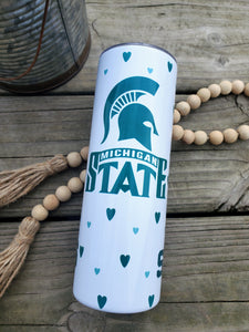 MSU heart Tumbler - 20oz Skinny