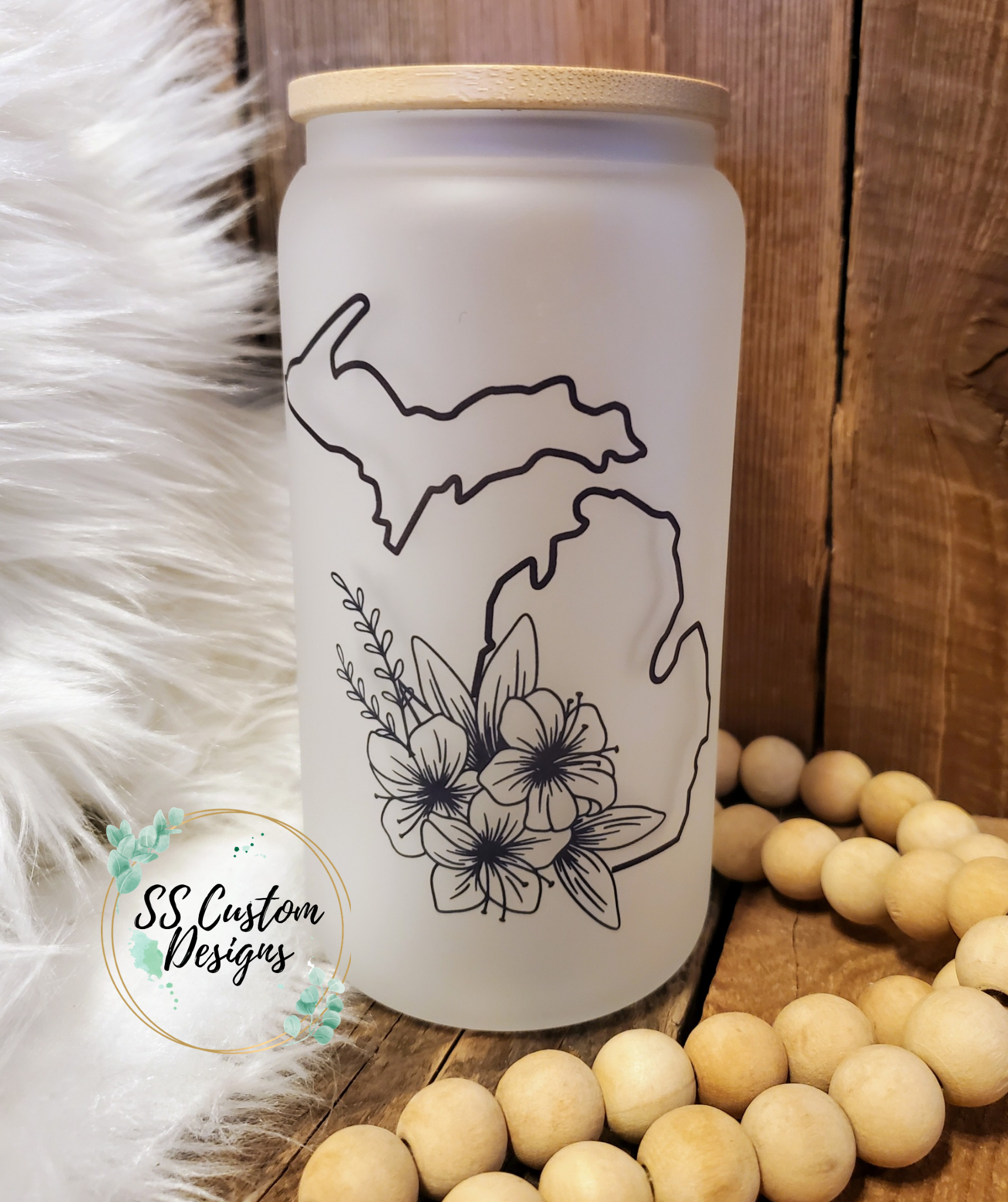 MI Floral Glass Can - 16oz