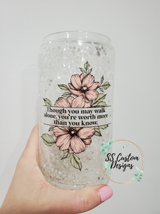 Worth More Glitter Snowglobe Glass Can - 16oz