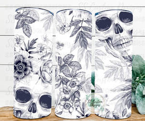 Floral Skull Tumbler - 20oz Skinny