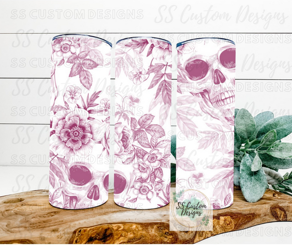 Floral Skull Tumbler - 20oz Skinny