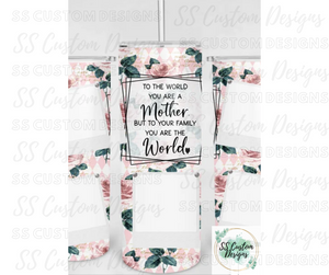 Floral Mother Photo Tumbler - 20oz Skinny