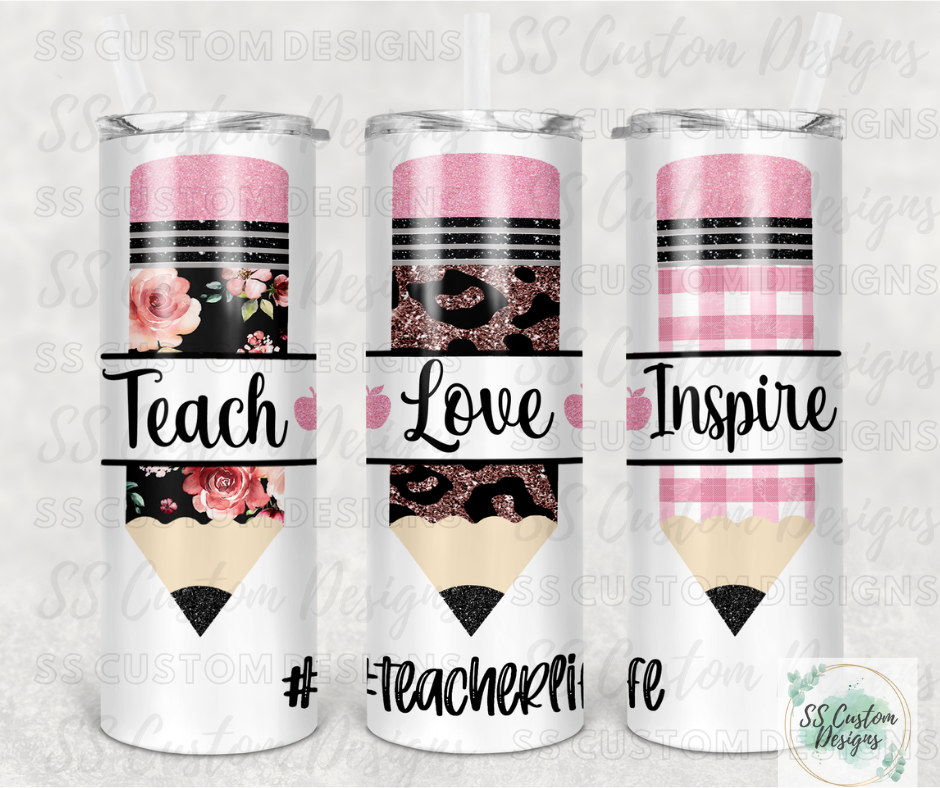 Teach Love Inspire Tumbler - 20oz Skinny