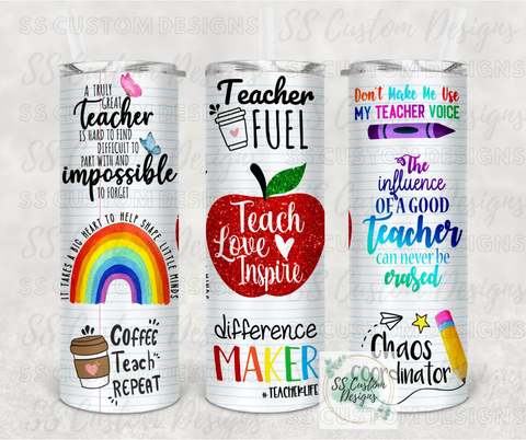 Teacher Notebook Tumbler - 20oz Skinny