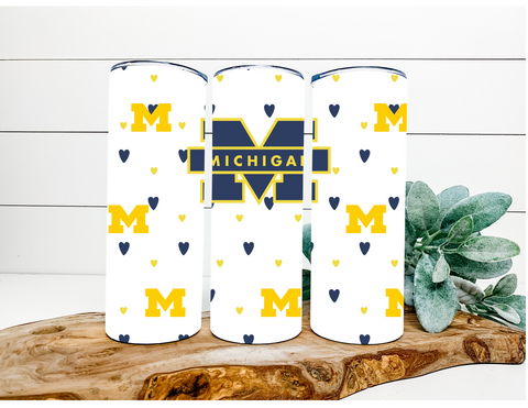 U of M heart Tumbler - 20oz Skinny