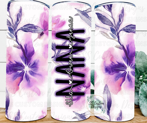 Purple Floral Nana Tumbler - 20oz Skinny