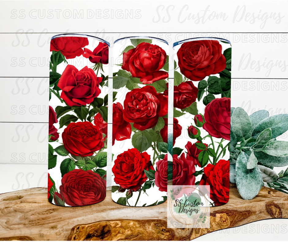 Red Rose Tumbler - 20oz Skinny